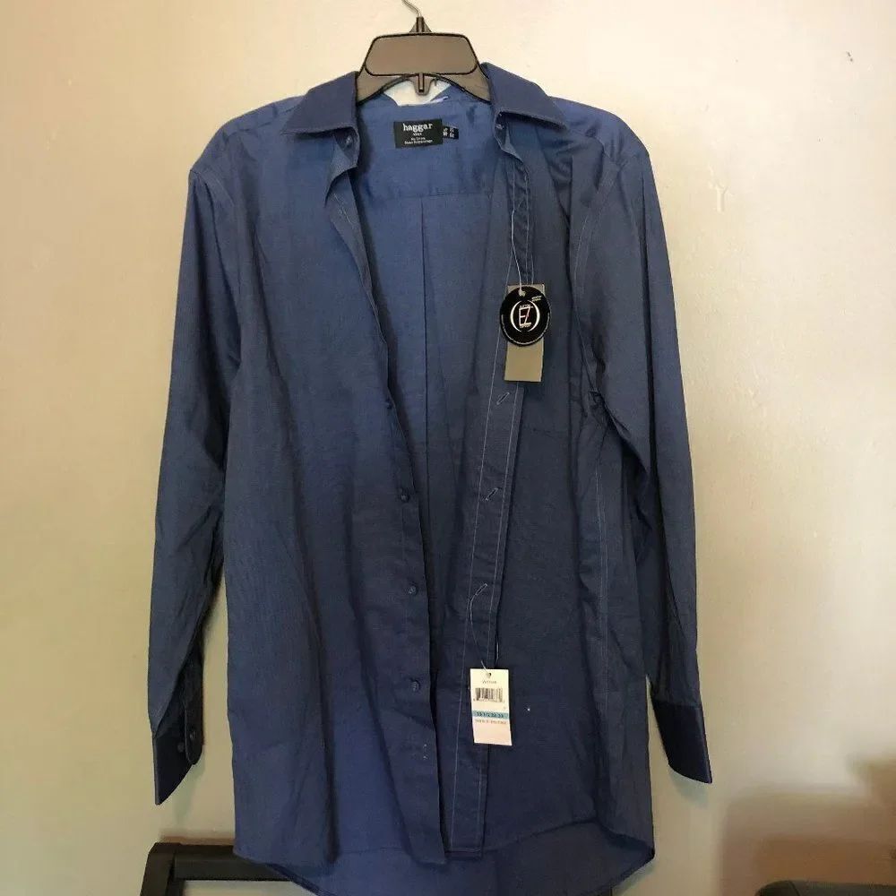Haggar Collections Mens Blue Long Sleeve shirt NWT
